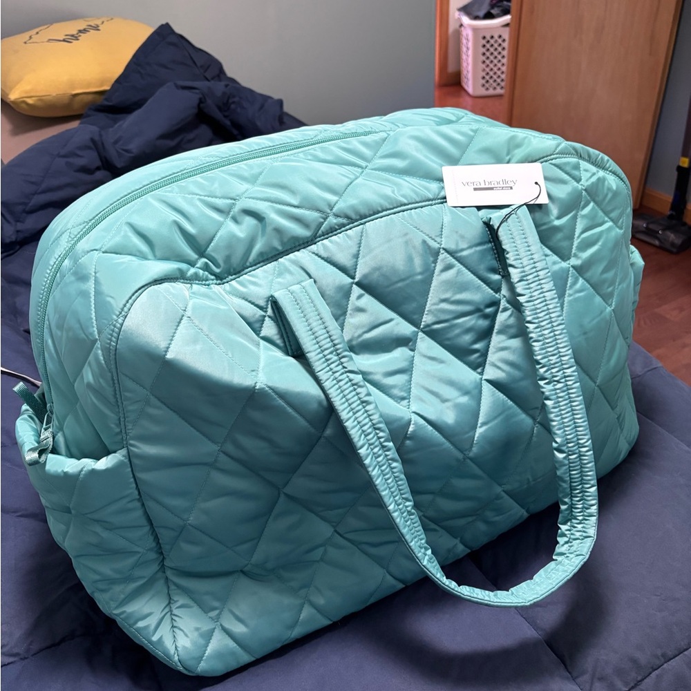 Vera Bradley Quilted Aqua Travel Bag